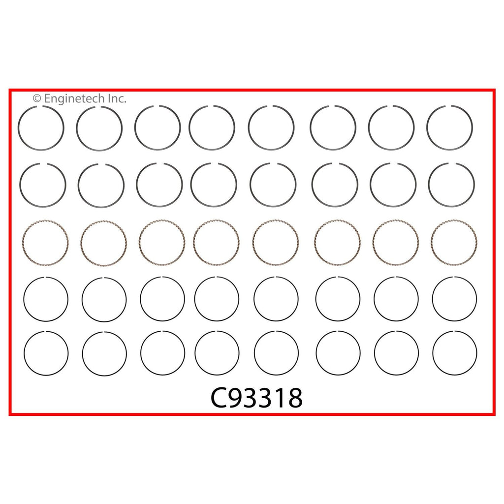 Enginetech C93318-STD Engine Premium Piston Ring Complete Set for Infiniti Vehicles