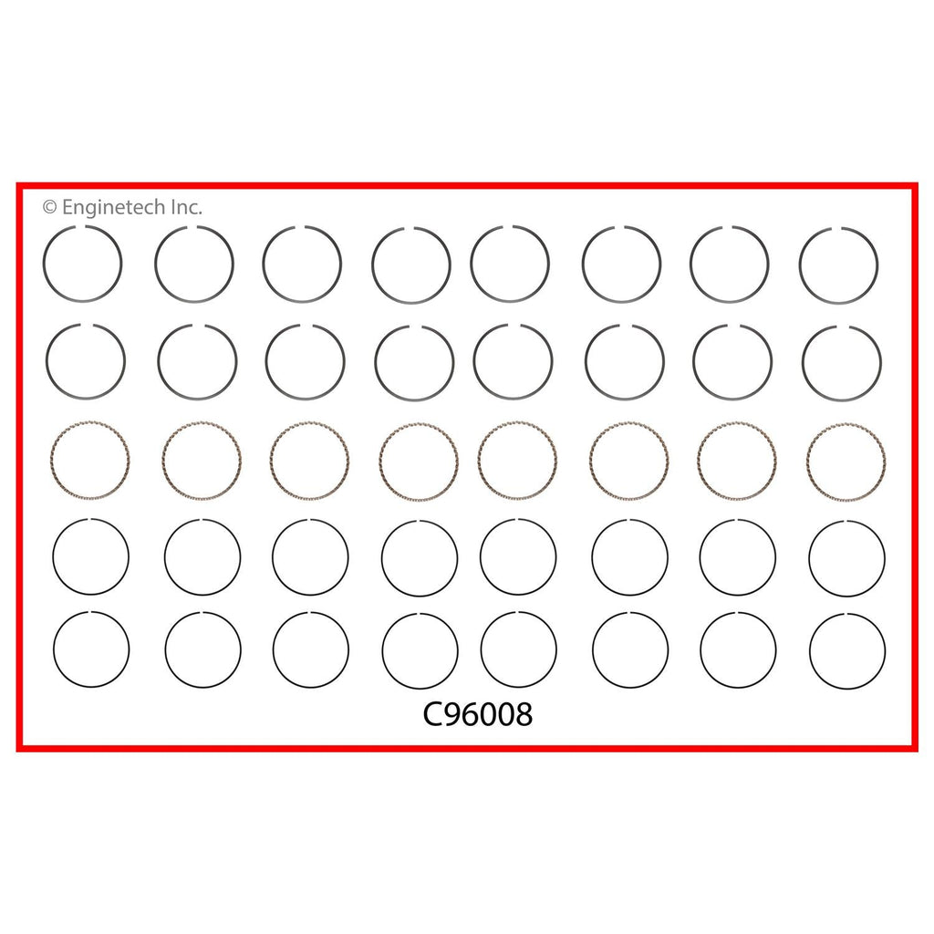 Enginetech C96008-.50 Engine Premium Piston Ring Complete Set for 2012 Chevrolet and GMC Trucks