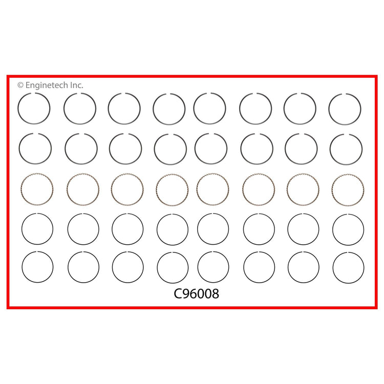 Enginetech C96008-.50 Engine Premium Piston Ring Complete Set for 2012 Chevrolet and GMC Trucks
