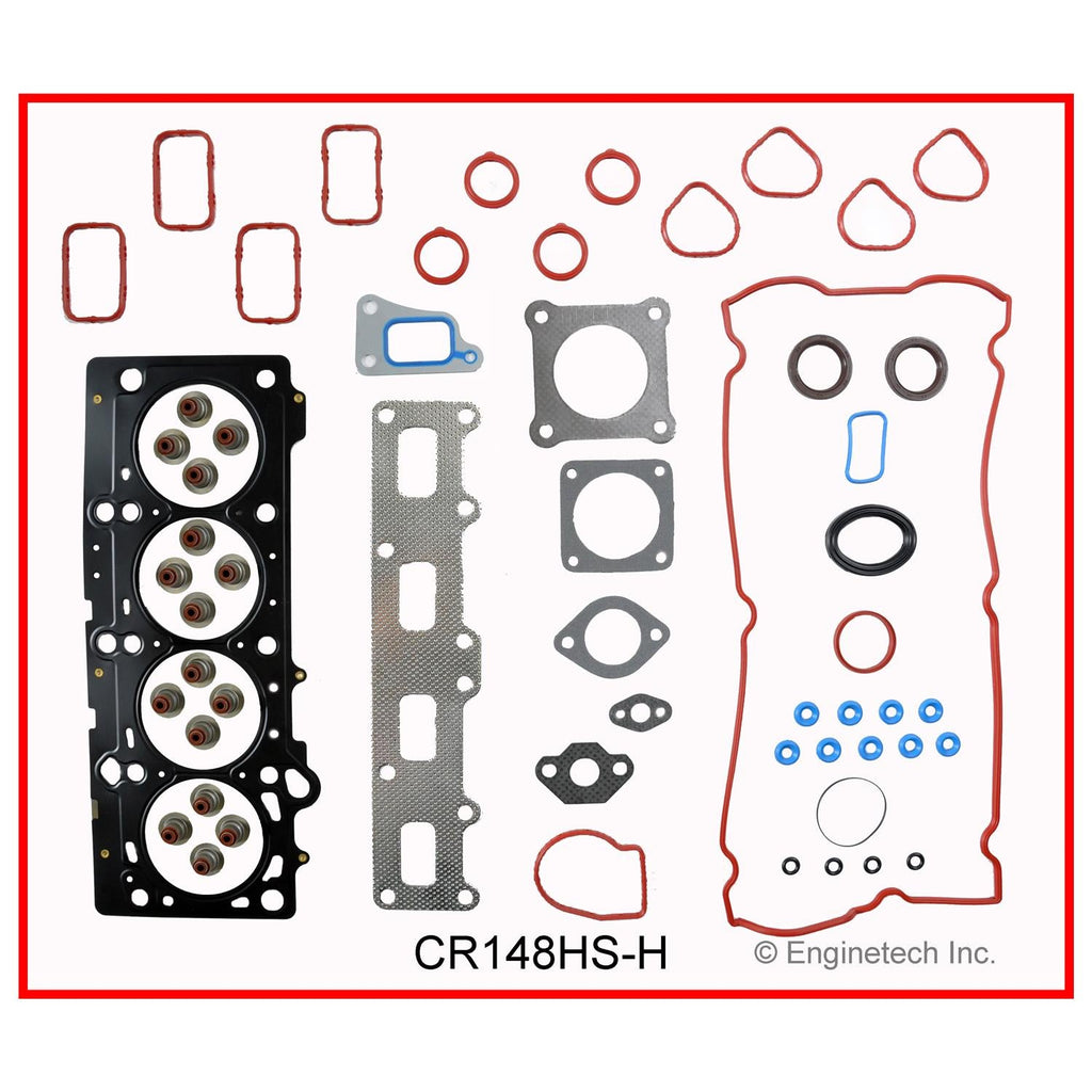 Enginetech Cylinder Head Gasket Set for GMC and Chevrolet Cars and Trucks with Head Bolts (Part CR148HS-HWB)