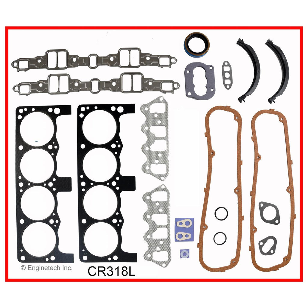 Enginetech CR318L Rebuilders Engine Full Gasket Set for Dodge and Chrysler Cars and Trucks