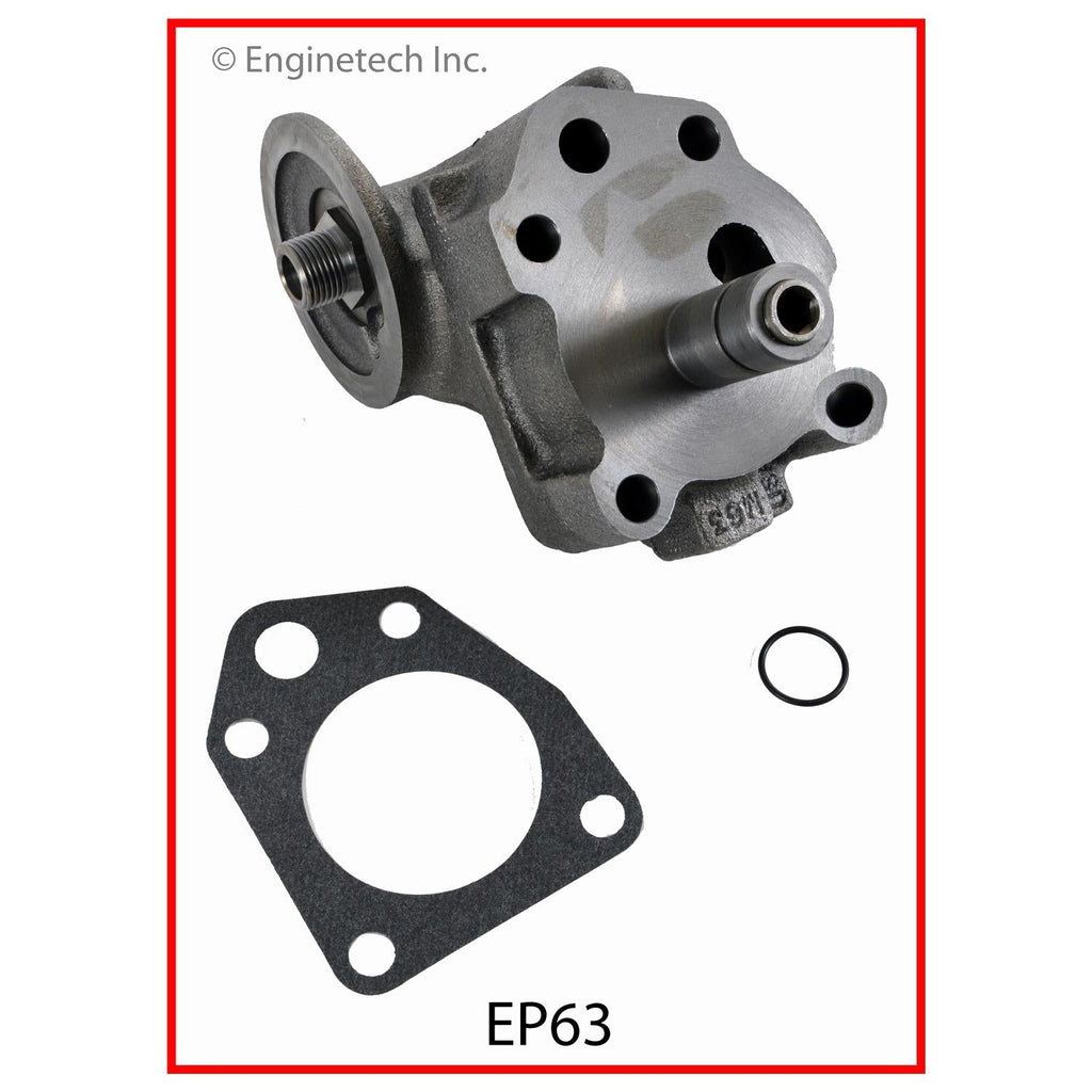 Enginetech EP63 Engine Oil Pump with Gasket – Gear Type, Cast Iron Housing, Standard Pressure and Volume