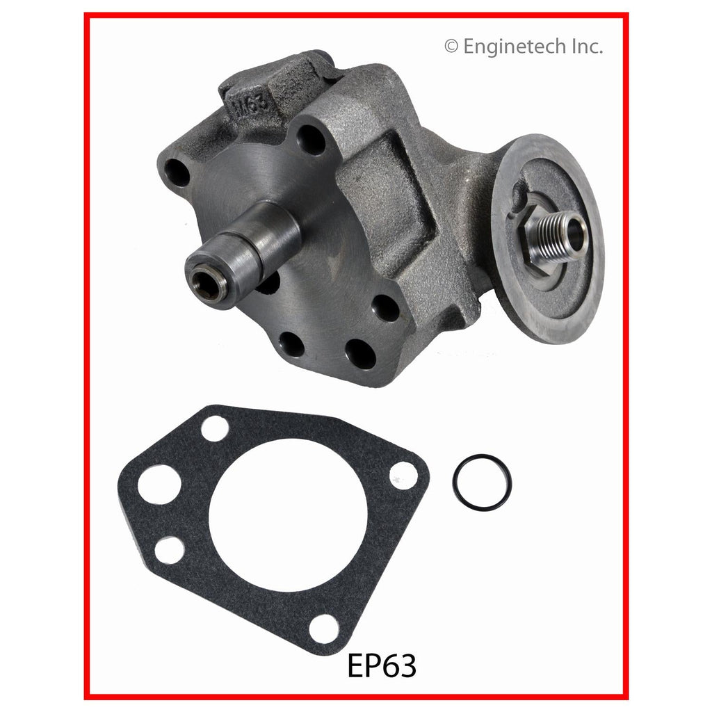 Enginetech EP63 Engine Oil Pump with Gasket – Gear Type, Cast Iron Housing, Standard Pressure and Volume