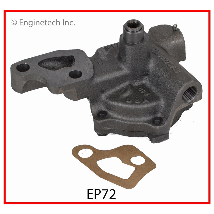 Enginetech EP72 Engine Oil Pump with Gasket – Gear Drive, Cast Iron Housing, Standard Pressure and Volume
