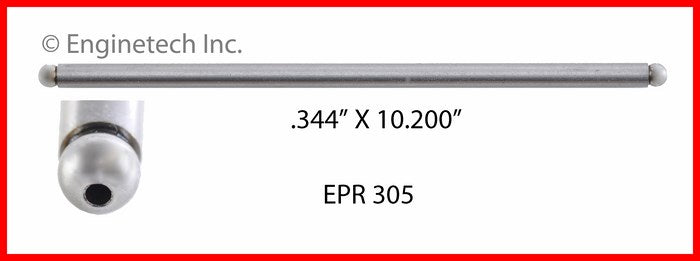 Enginetech EPR305 Engine Push Rod 4 Pack for Cadillac Commercial and Calais Models