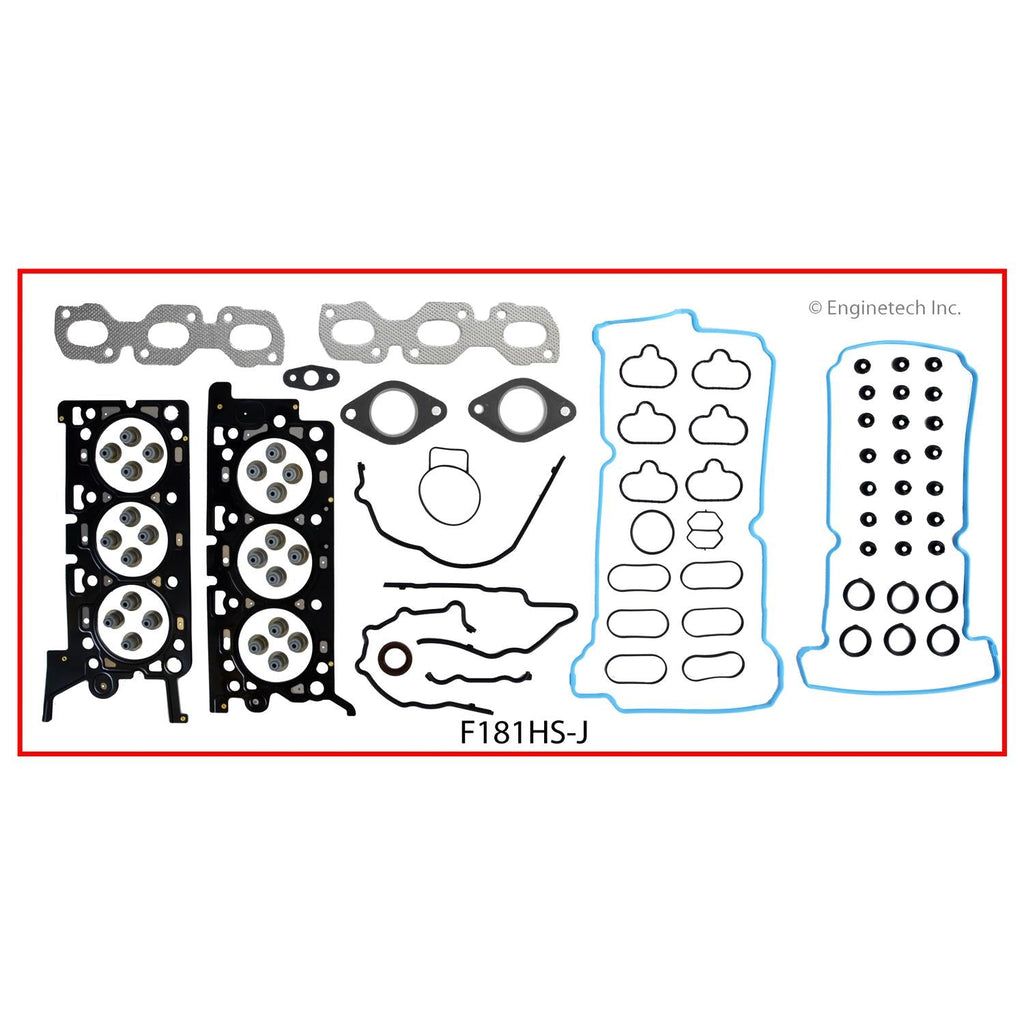 Enginetech F181HS-JWB Engine Cylinder Head Gasket Set for Ford Escape (2003-2004) with Head Bolts