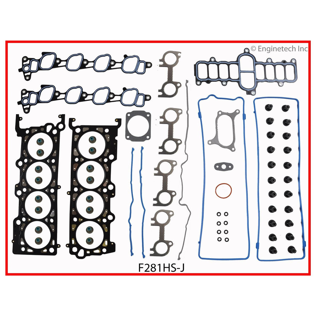 Enginetech F281HS-JWB Engine Cylinder Head Gasket Set for Ford Cars and Trucks with Head Bolts