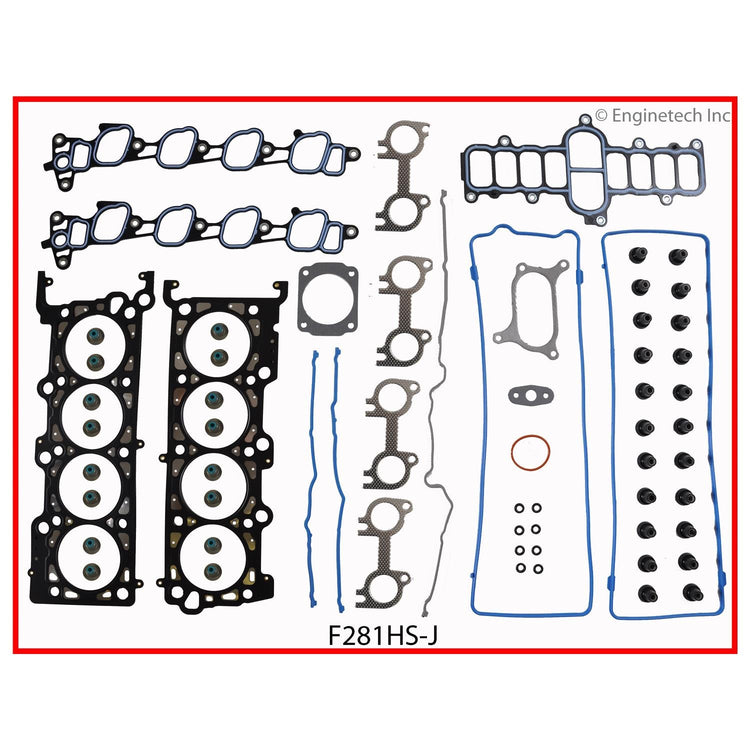 Enginetech F281HS-JWB Engine Cylinder Head Gasket Set for Ford Cars and Trucks with Head Bolts