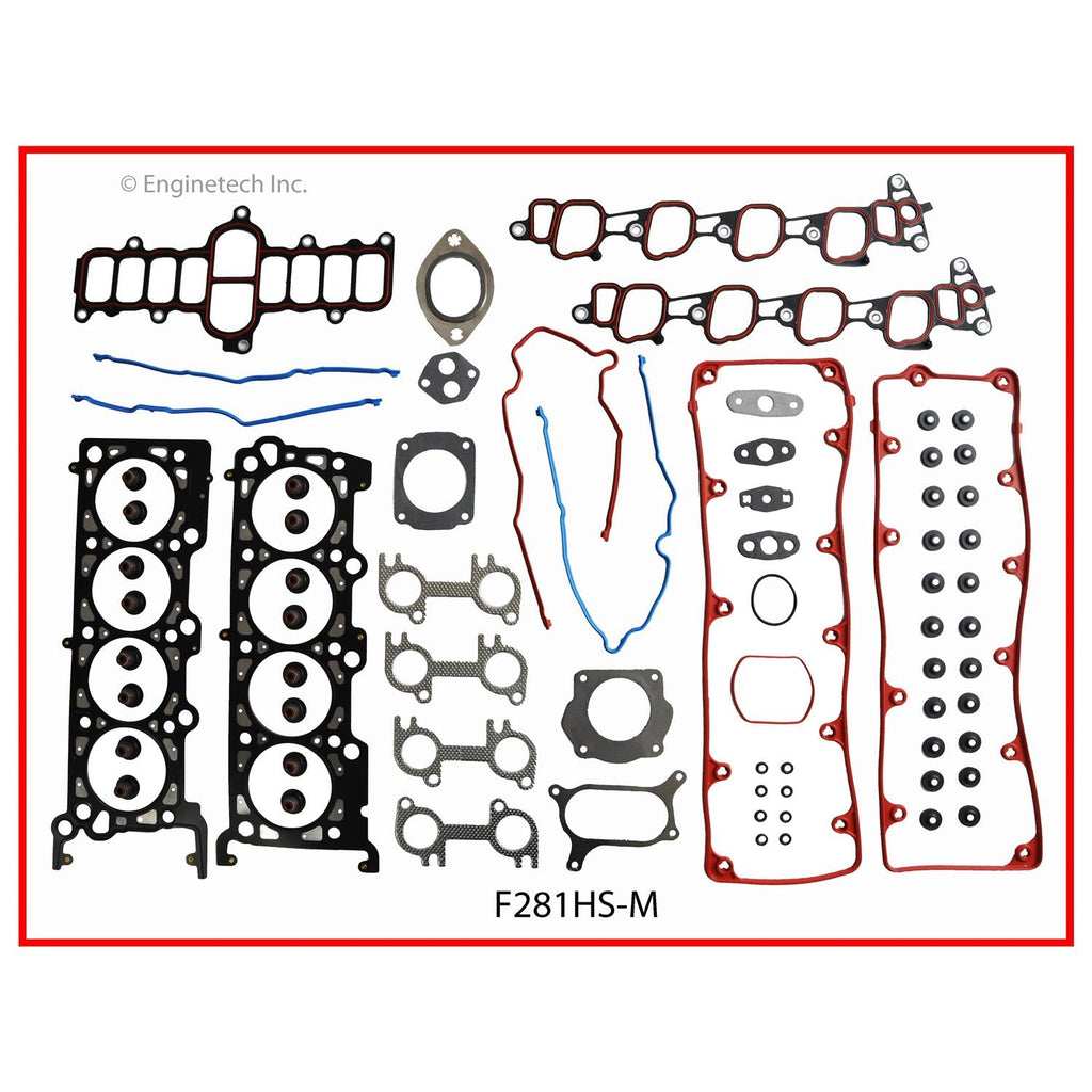 Enginetech F281HS-MWB Engine Cylinder Head Gasket Set for Ford Cars and Trucks with Head Bolts