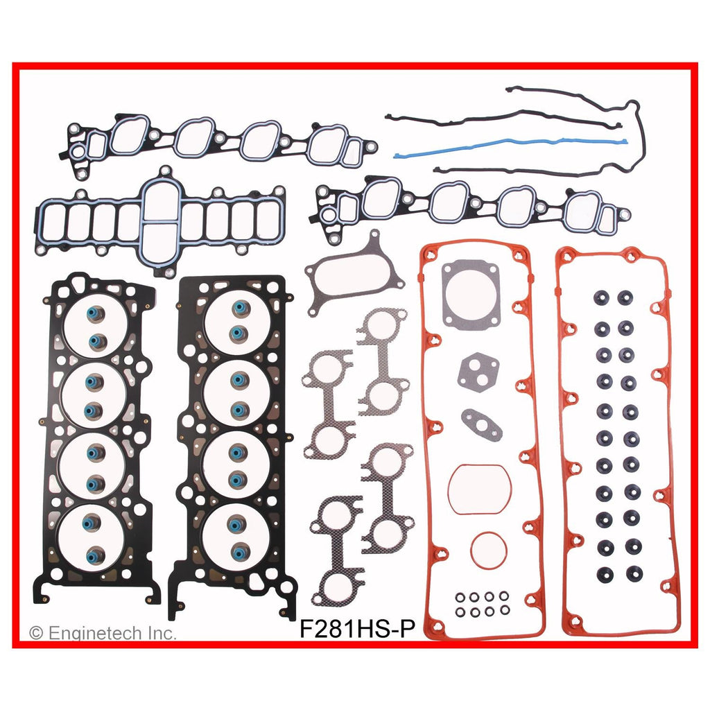 Enginetech F281HS-PWB Engine Cylinder Head Gasket Set for Ford Cars and Trucks with Head Bolts