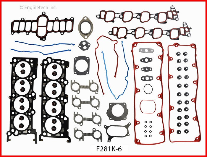Enginetech F281K-6 Engine Full Gasket Set for Ford Cars and Trucks