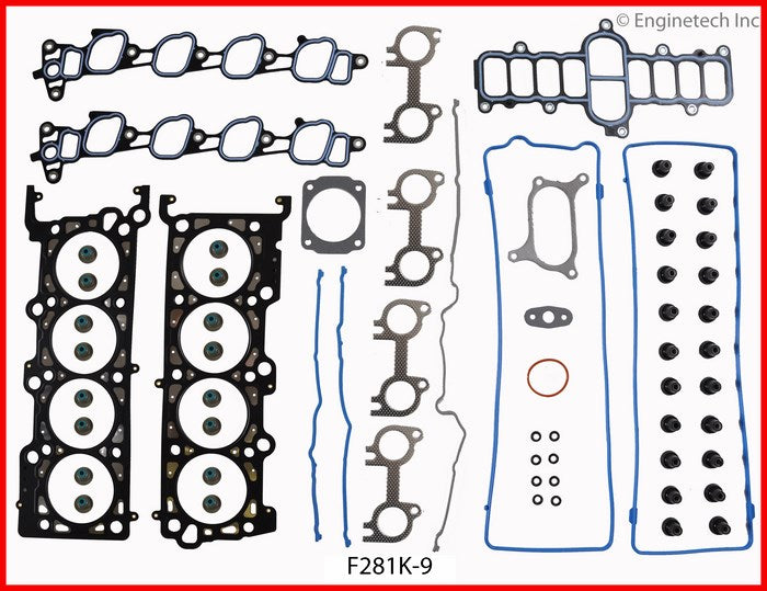 Enginetech F281K-9 Engine Full Gasket Set for Ford Cars and Trucks