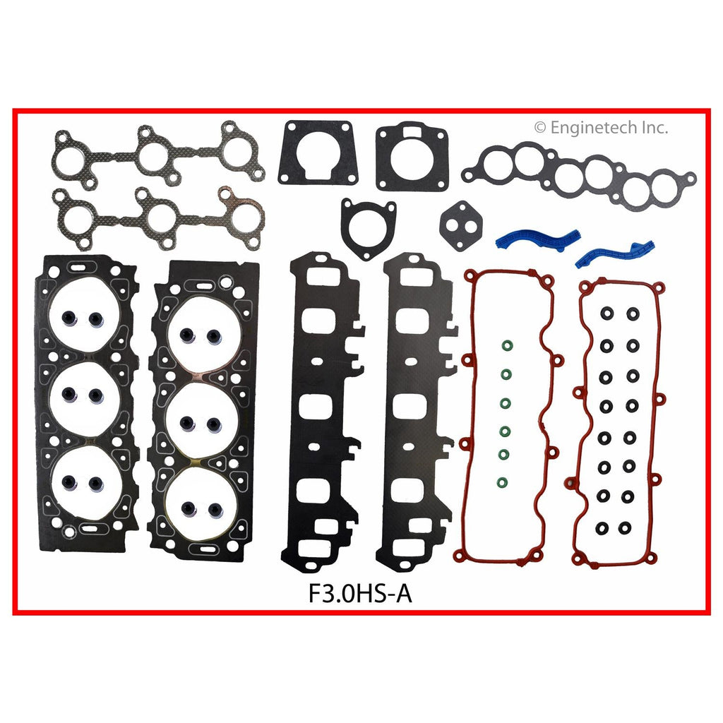 Enginetech F3.0HS-AWB Engine Cylinder Head Gasket Set for Ford Cars and Trucks with Head Bolts