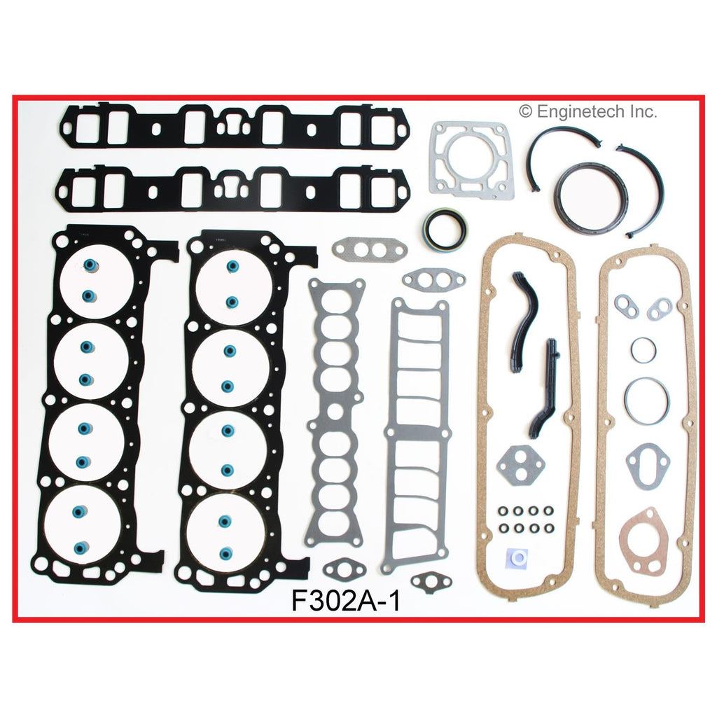 Enginetech F302A-1 Engine Full Gasket Set for Ford Cars and Trucks