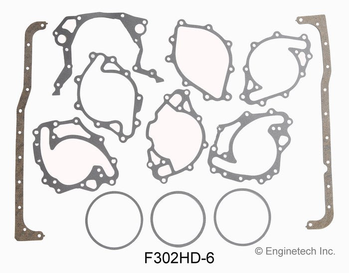 Enginetech F302HD-6 Engine Full Gasket Set for Ford Cars and Trucks