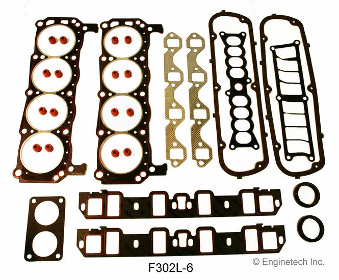 Enginetech F302L-6 Engine Full Gasket Set for Ford Cars and Trucks