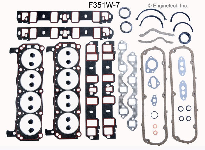 Enginetech F351W-7 Engine Full Gasket Set for Ford Cars and Trucks
