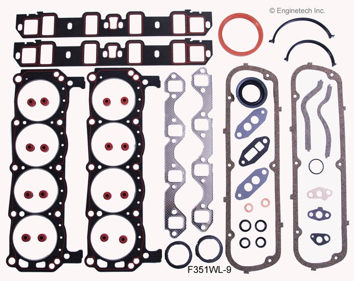 Enginetech F351WL-9 Engine Full Gasket Set for Ford Cars and Trucks