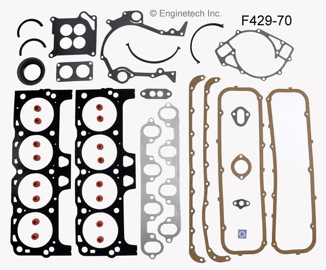 Enginetech F429-70 Engine Full Gasket Set for Ford Cars and Trucks
