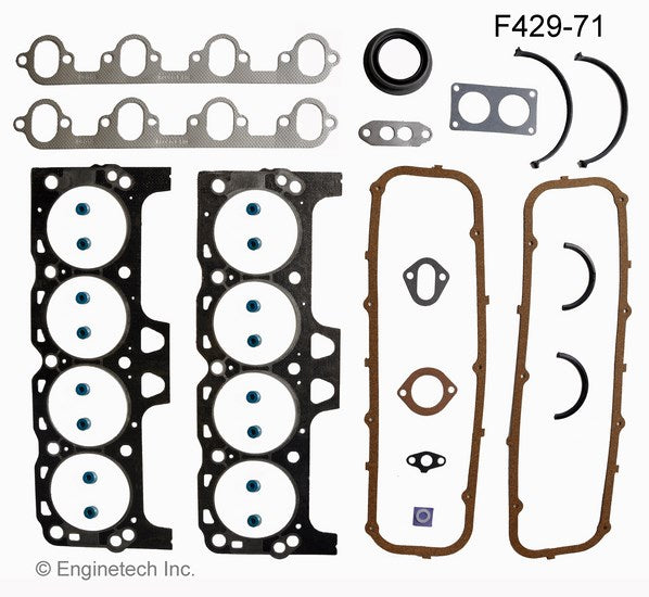Enginetech F429-71 Engine Full Gasket Set for Ford Cars and Trucks