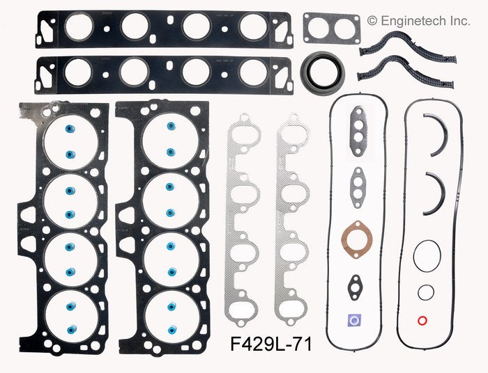 Enginetech F429L-71 Engine Full Gasket Set for Ford Cars and Trucks