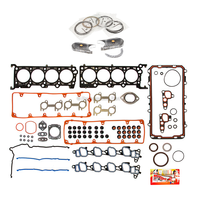 Full Gasket Set Bearings Rings Fit 2003 Ford E150 Crown Victoria 4.6L SOHC