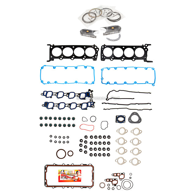 Full Gasket Set Bearings Rings Fit 09-14 Ford E150 E250 E350 5.4L SOHC