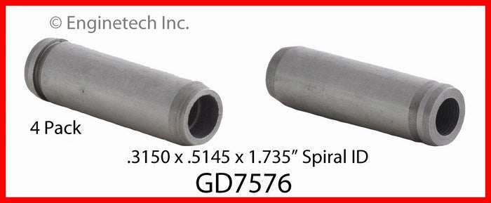 Enginetech GD7576 Engine Valve Guide 4 Pack for Dodge, Plymouth, Hyundai, and Chrysler Vehicles