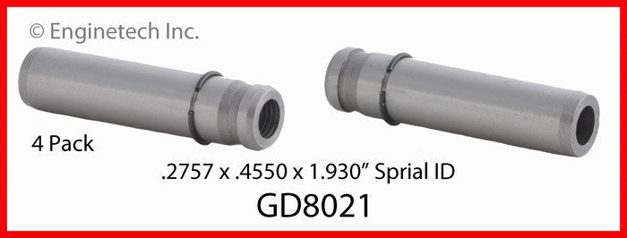 Enginetech GD8021 Engine Valve Guide Set for Saturn 1997-1998 - Iron, Spiral ID Finish