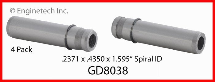 Enginetech GD8038 Engine Valve Guide 4 Pack for Lexus and Toyota Models