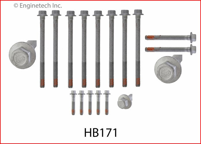 Enginetech HB171 Engine Head Bolt Set for One Cylinder - GMC, Chevrolet, Buick, Cadillac Vehicles
