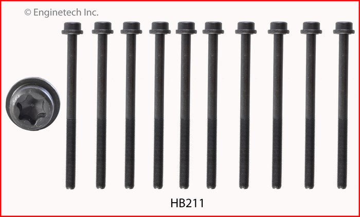 Enginetech HB211 Engine Head Bolt Set for One Cylinder - Ford, Mazda, Mercury Vehicles