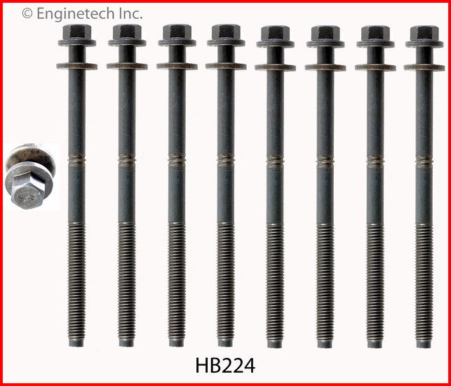 Enginetech HB224 Engine Head Bolt Set for One Cylinder - Compatible with Ford, Mazda, Mercury Models