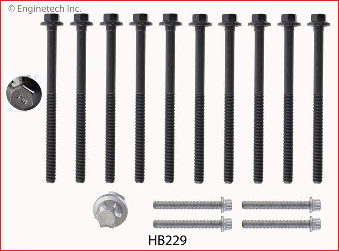 Enginetech HB229 Engine Head Bolt Set for One Cylinder – Compatible with 2010-2013 Saturn Vue, Chevrolet Malibu, GMC Terrain, and More