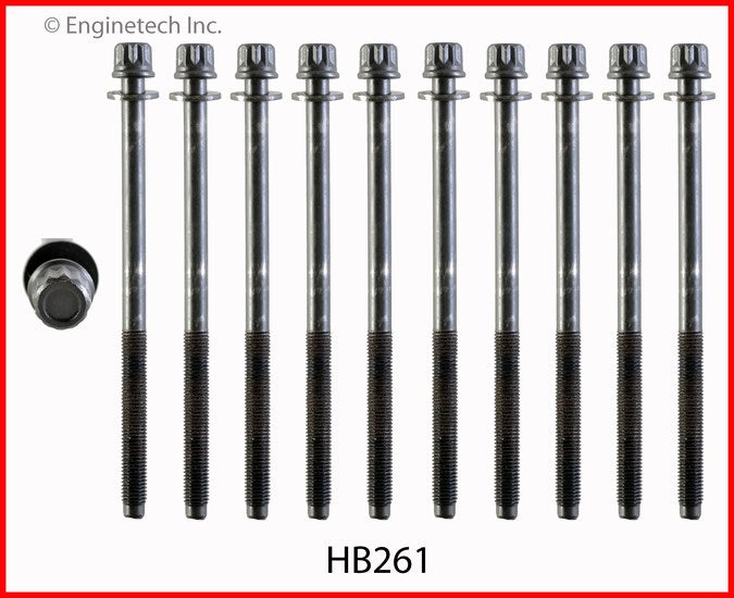 Enginetech HB261 Engine Head Bolt Set for Honda Civic, Accord, Crosstour, Acura TSX, and CR-V (One Cylinder)