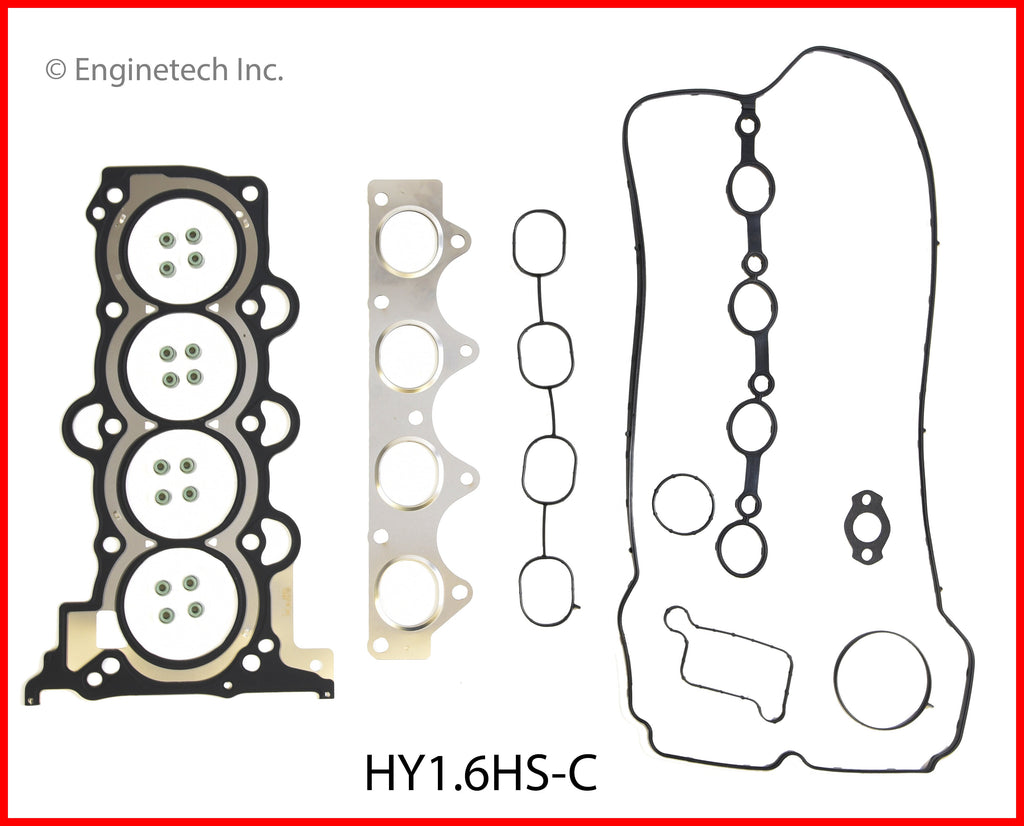 Enginetech HY1.6HS-CWB Engine Cylinder Head Gasket Set for Hyundai and Kia Vehicles with Head Bolts