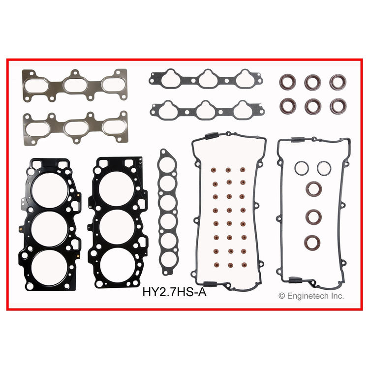 Enginetech Hyundai Engine Cylinder Head Gasket Set with Head Bolts - Fits 2001-2004 Hyundai Santa Fe, Sonata, Tiburon & Kia Optima