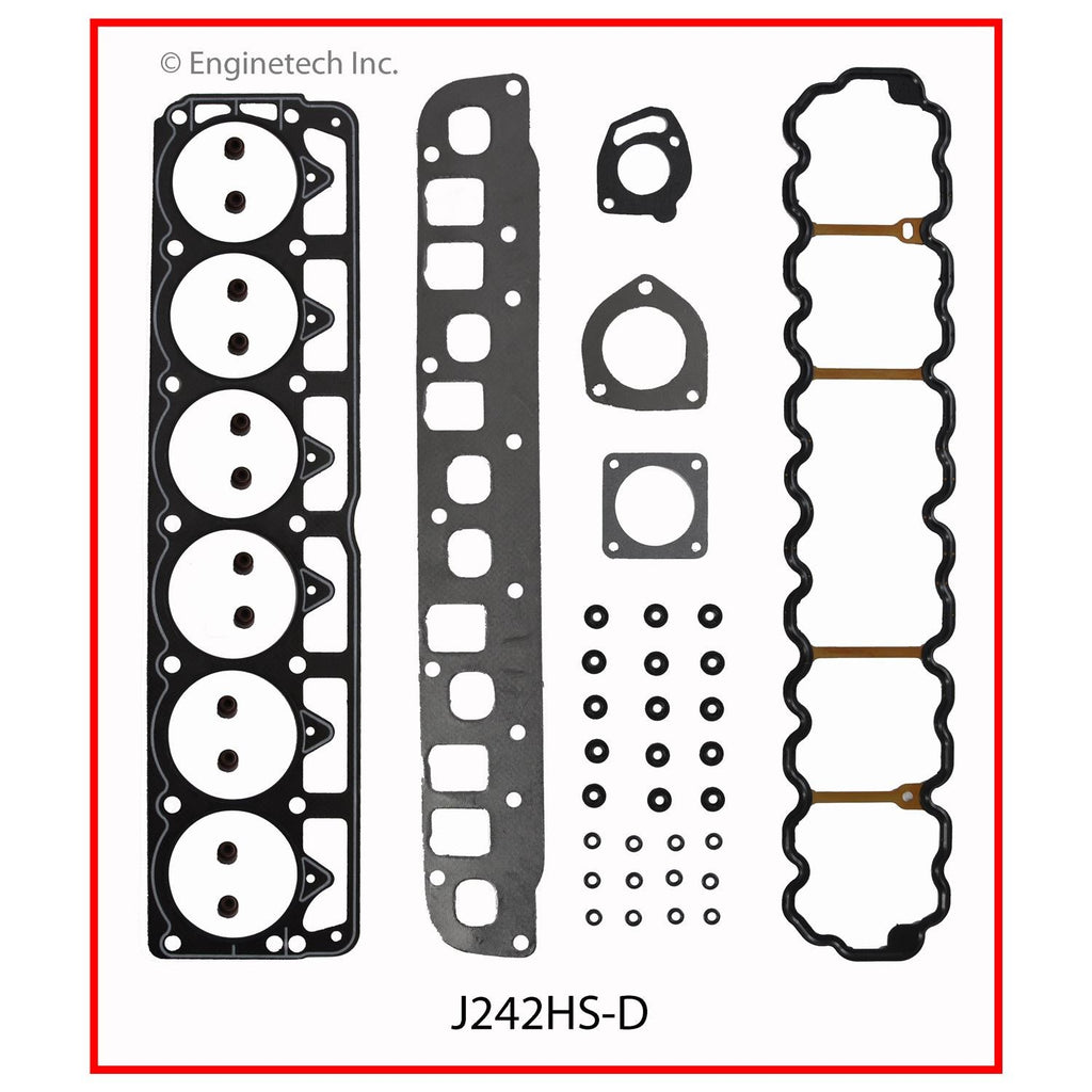 Enginetech J242HS-DWB Engine Cylinder Head Gasket Set for Jeep Cars and Trucks with Head Bolts