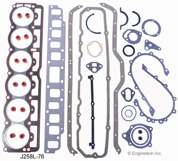 Enginetech J258L-76 Engine Full Gasket Set for Jeep CJ and DJ Models