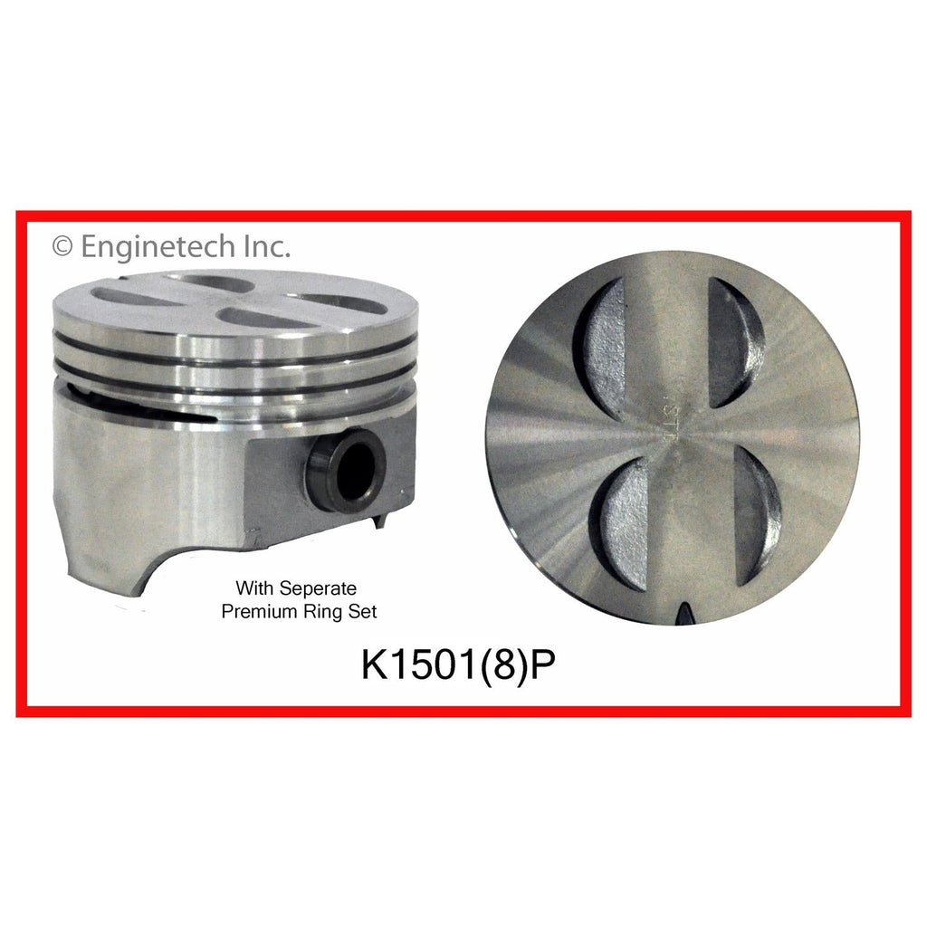 Enginetech K1501(8)P060 Engine Piston Kit with Separate Full Ring Stack for Ford 300 and More