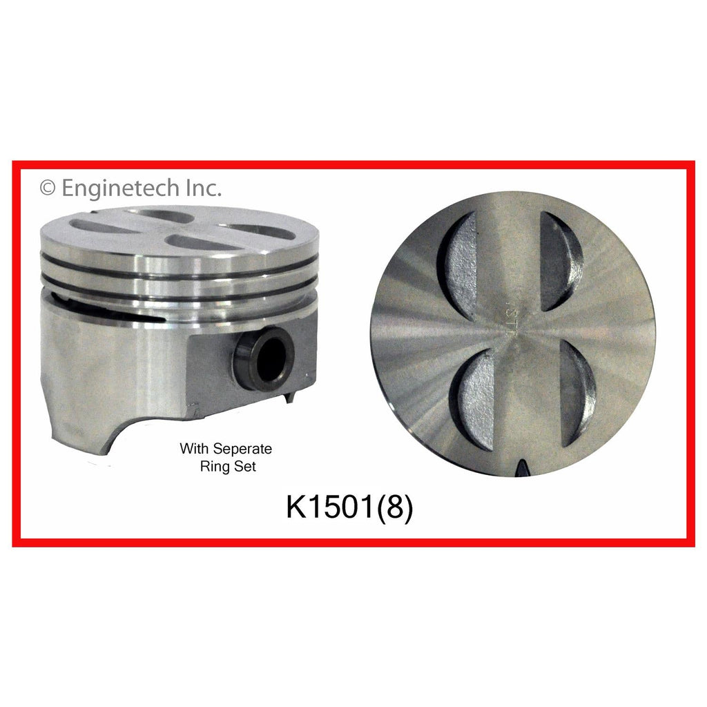 Enginetech K1501(8)020 Engine Piston Kit with Full Ring Stack for Ford 300 and More