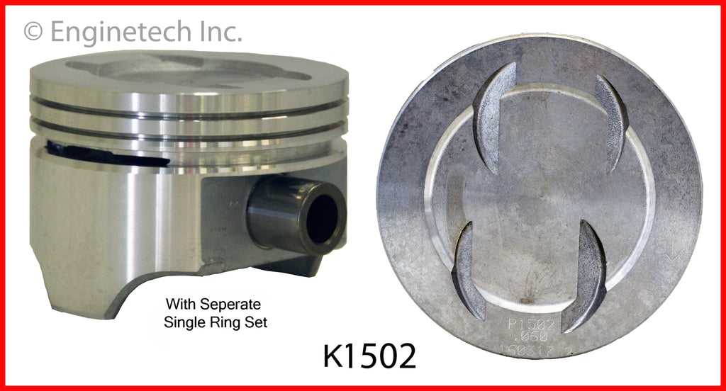 Enginetech K1502(8)P060 Engine Piston Kit with Full Ring Stack for Ford 300 Series