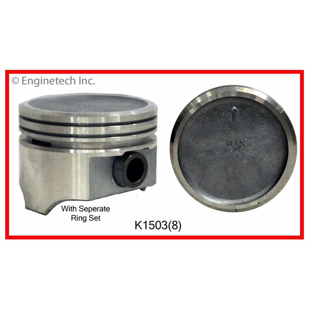 Enginetech K1503(8)STD Engine Piston Kit with Full Ring Stack for Buick Models