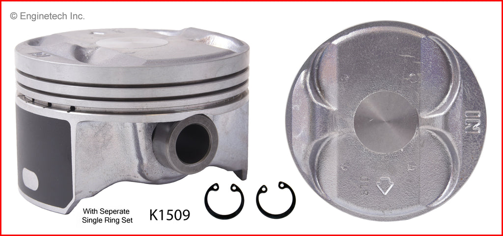 Enginetech K1509(4)PSTD Engine Piston Kit with Full Ring Stack for Honda Civic and Acura Models