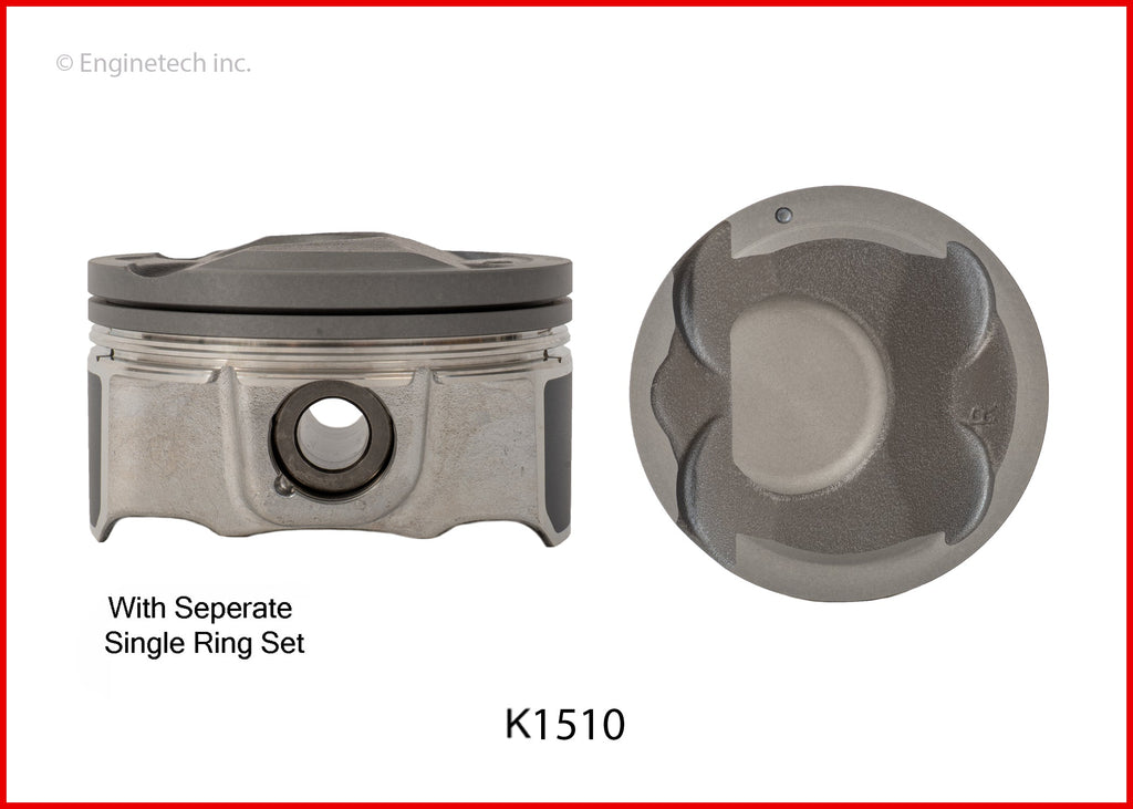 Enginetech K1510(6)PSTD Engine Piston Kit with Full Ring Stack for Hyundai and Kia Vehicles