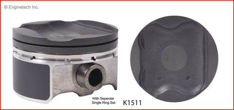 Enginetech K1511(4)PSTD Engine Piston Kit with Separate Full Ring Stack for Nissan Versa (2012-2017)