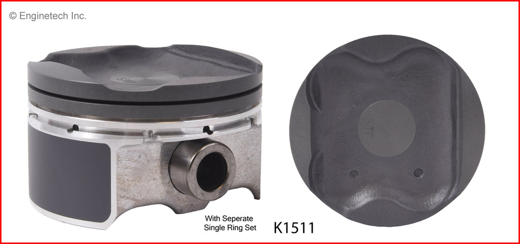 Enginetech K1511(4)P020 Engine Piston Kit with Separate Full Ring Stack for Nissan Versa (2012-2017)