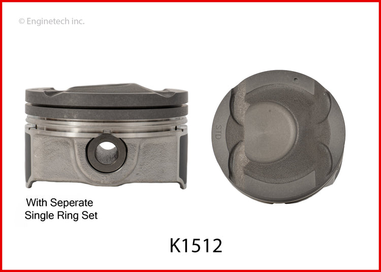 Enginetech K1512(4)P020 Engine Piston Kit with Full Ring Stack for 2012-2014 Hyundai and Kia Models