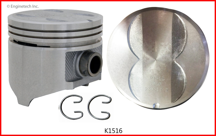 Enginetech K1516(8)PSTD Engine Piston Kit with Separate Full Ring Stack