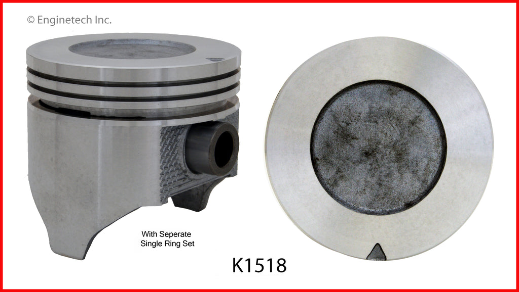 Enginetech K1518(6)P040 Engine Piston Kit with Separate Full Ring Stack for Ford V8 Engines